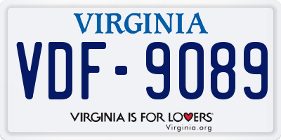 VA license plate VDF9089