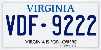 VA license plate VDF9222