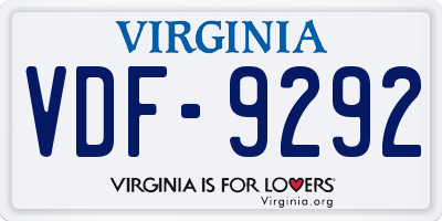 VA license plate VDF9292