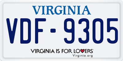 VA license plate VDF9305