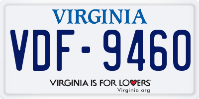 VA license plate VDF9460