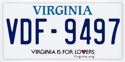 VA license plate VDF9497