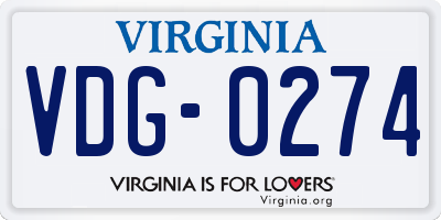 VA license plate VDG0274