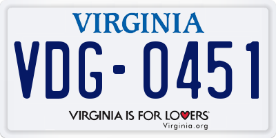VA license plate VDG0451
