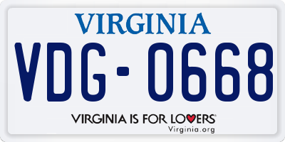 VA license plate VDG0668