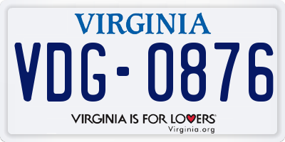 VA license plate VDG0876