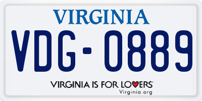 VA license plate VDG0889