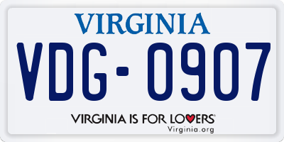 VA license plate VDG0907