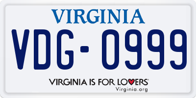 VA license plate VDG0999