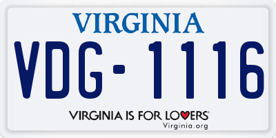 VA license plate VDG1116