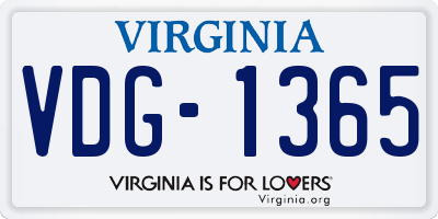VA license plate VDG1365