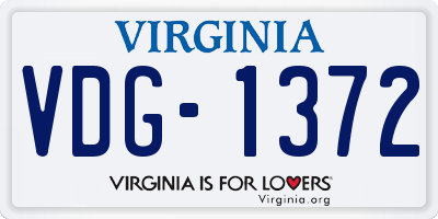 VA license plate VDG1372