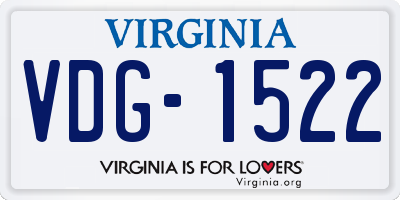 VA license plate VDG1522
