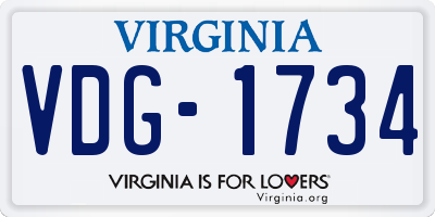 VA license plate VDG1734