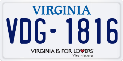 VA license plate VDG1816