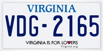 VA license plate VDG2165
