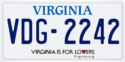 VA license plate VDG2242