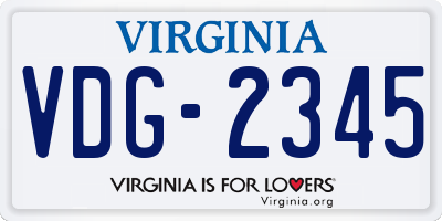 VA license plate VDG2345