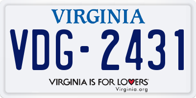 VA license plate VDG2431