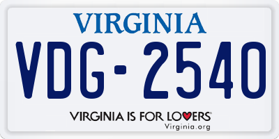 VA license plate VDG2540