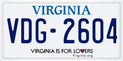 VA license plate VDG2604