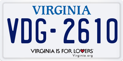 VA license plate VDG2610