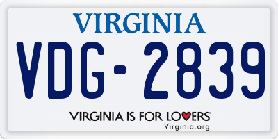 VA license plate VDG2839