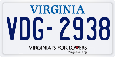 VA license plate VDG2938