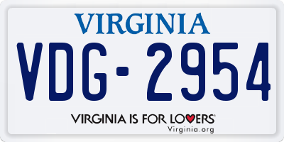 VA license plate VDG2954
