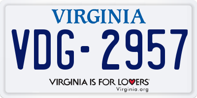 VA license plate VDG2957