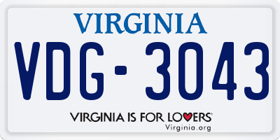 VA license plate VDG3043