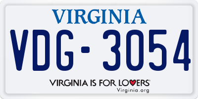 VA license plate VDG3054