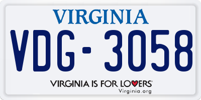 VA license plate VDG3058
