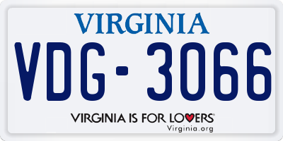 VA license plate VDG3066
