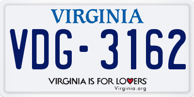 VA license plate VDG3162