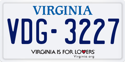 VA license plate VDG3227