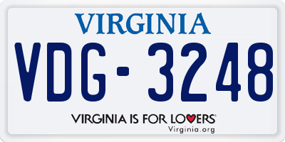 VA license plate VDG3248