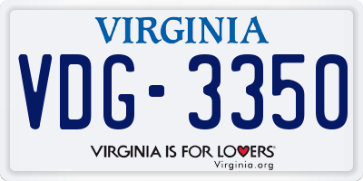 VA license plate VDG3350