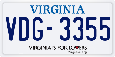 VA license plate VDG3355