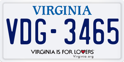 VA license plate VDG3465