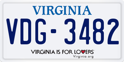 VA license plate VDG3482