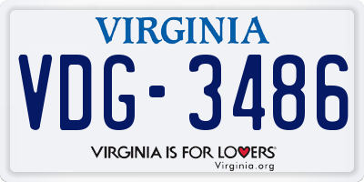 VA license plate VDG3486