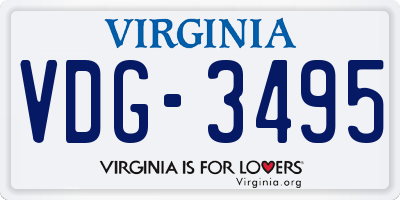 VA license plate VDG3495