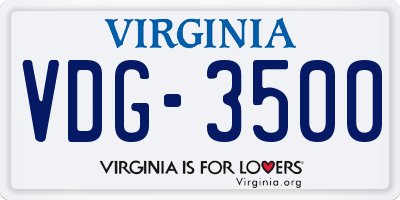 VA license plate VDG3500