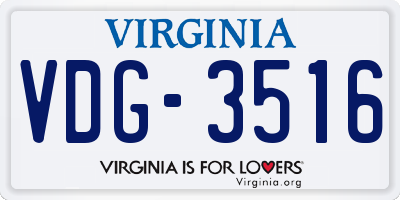 VA license plate VDG3516