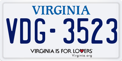 VA license plate VDG3523