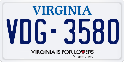 VA license plate VDG3580