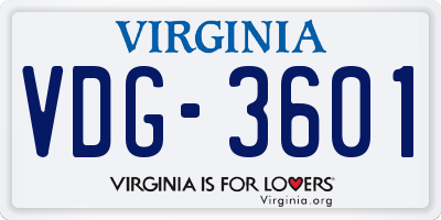 VA license plate VDG3601