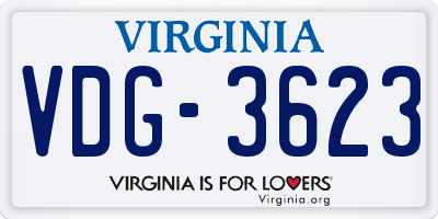 VA license plate VDG3623