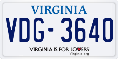 VA license plate VDG3640